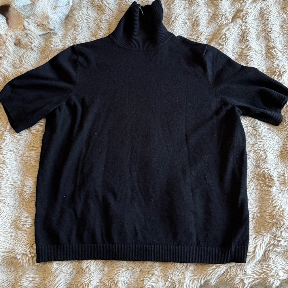 Lane Bryant Black Mock Neck Short Sleeve Sweater Top